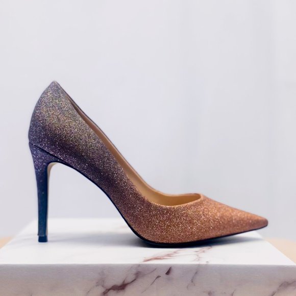 Women's Ombre Pink Sparkle Heels Black Prom Stiletto Pump CARVELA KURT GEIGER 7 - Picture 1 of 13